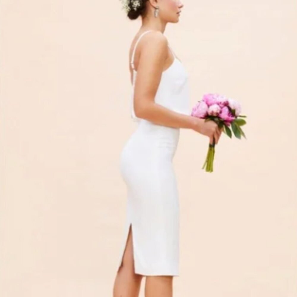 Dress The Population | Alondra Blouson Dress in white